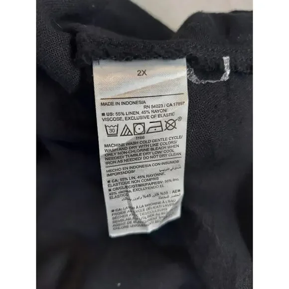 Old Navy Womens Plus Size 2X Sundress Tank Dress Black Linen Blend Smocked - Picture 3 of 4